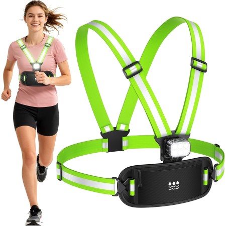 Viccux 500LM & 360° Visibility Running Lights for Runners with Waist Pack 8 Modes & 45° Adjustable Beam, USB-C Fast Charging Reflective Vest for Night Running Dog Walking Hiking, 4-35 Hrs Runtime Viccux 500LM & 360° Visibility Running Lights for Runners with Waist Pack 8 Modes & 45° Adjustable Beam, USB-C Fast Charging Reflective Vest for Night Running Dog Walking Hiking, 4-35 Hrs Runtime