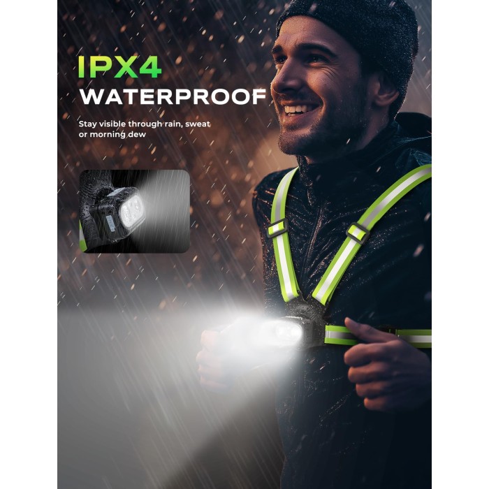 500LM High-Visibility Running Lights For Runners, Adjustable 45° Beam & 360° Reflective Vest Ipx4 Waterproof Running Vest Light Night Walking Cycling Jogging