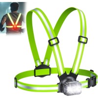 Viccux 500LM Running Lights for Runners with Rear Safety Light, Adjustable 45° Beam & 360° Reflective Vest, IPX4 Waterproof Running Vest Light for Night Walking/Cycling/Jogging, 3.5-20Hrs Runtime