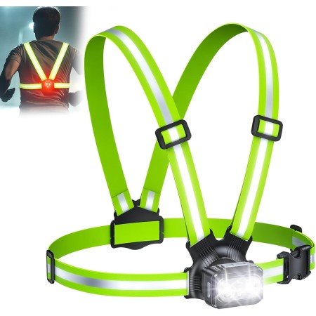 Viccux 500LM Running Lights for Runners with Rear Safety Light, Adjustable 45° Beam & 360° Reflective Vest, IPX4 Waterproof Running Vest Light for Night Walking/Cycling/Jogging, 3.5-20Hrs Runtime Viccux 500LM Running Lights for Runners with Rear Safety Light, Adjustable 45° Beam & 360° Reflective Vest, IPX4 Waterproof Running Vest Light for Night Walking/Cycling/Jogging, 3.5-20Hrs Runtime