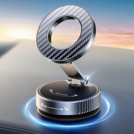 Viccux 2025 Upgraded [Nano Gel+Vacuum Suction] Car Phone Holder for MagSafe, 360° Adjustable & 2400GF Strong Magnetic Phone Holders for Your Car, Dashboard Car Phone Mount for iPhone 17/16/15/14/13/12